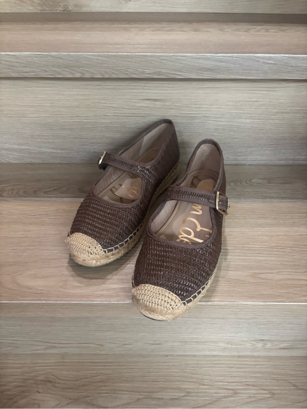 Sam Edelman Mackie Brown Woven Mary Jane Espadrille Flat